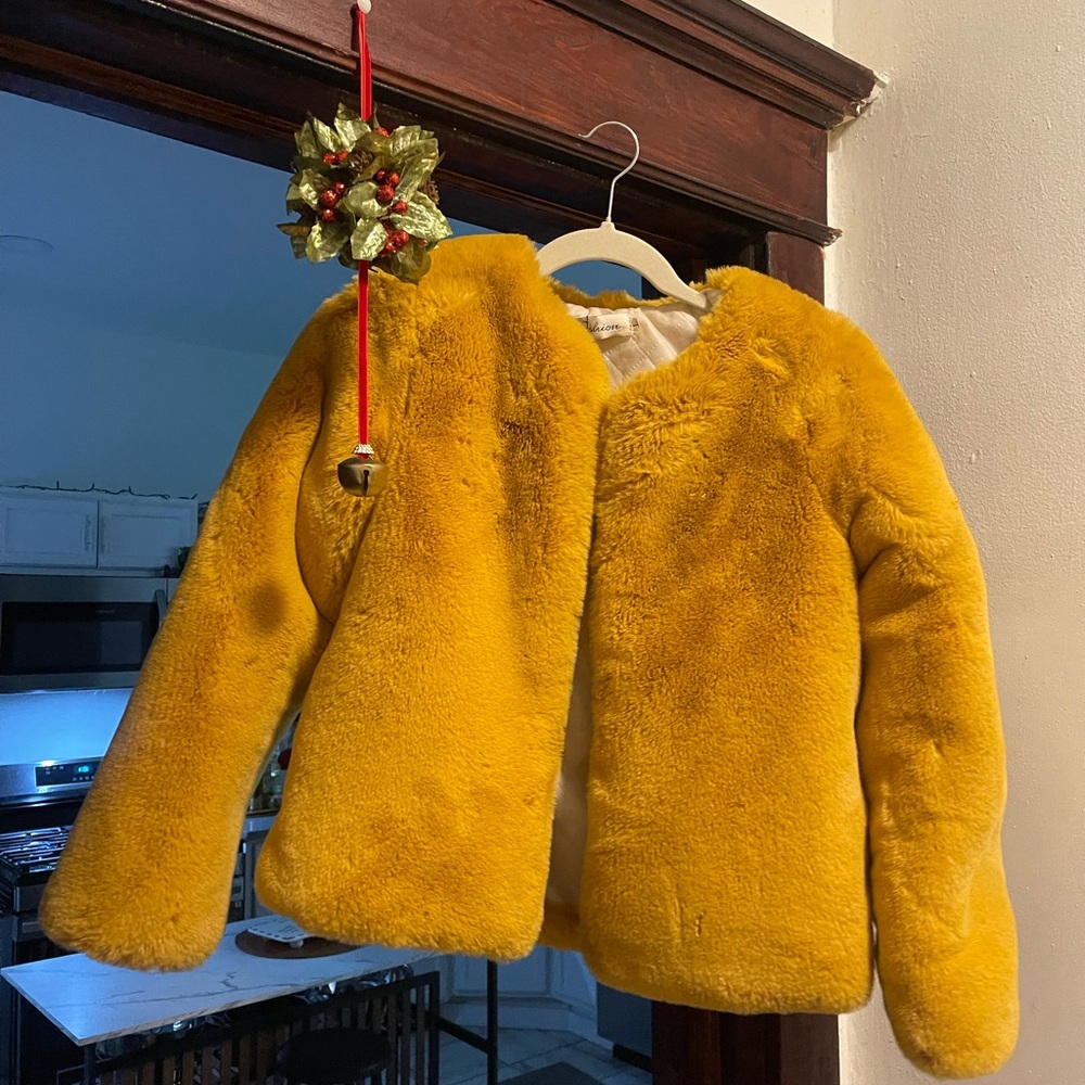 Yellow Faux Fur Jacket